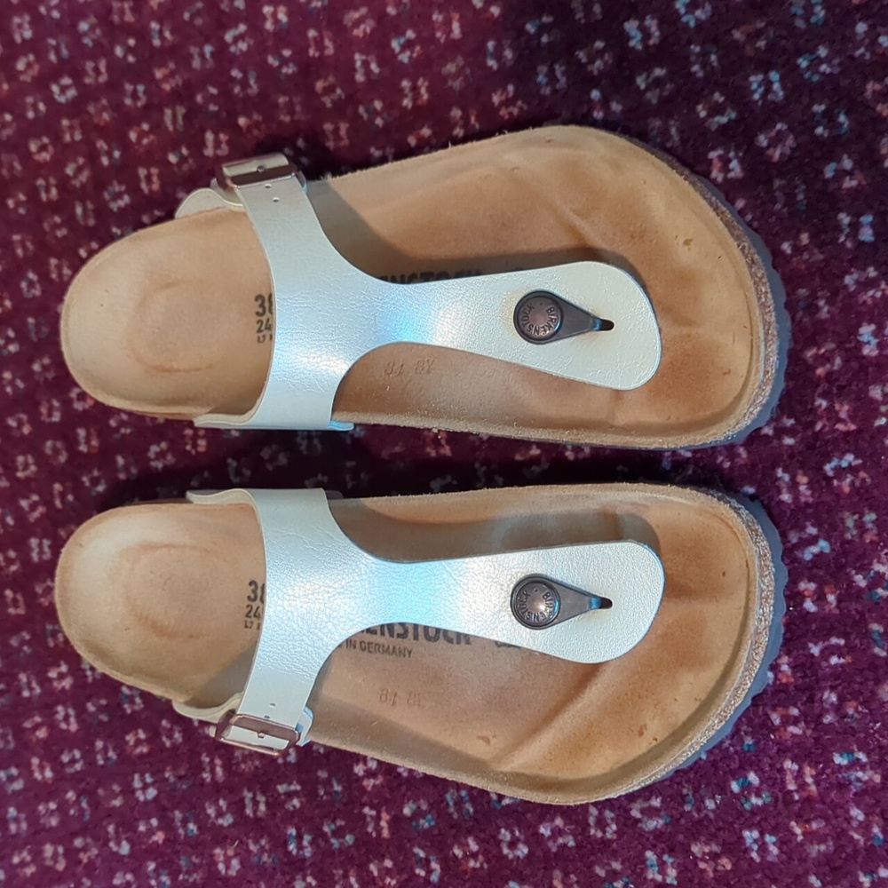 Birkenstock White T-Bar Thong Sandals